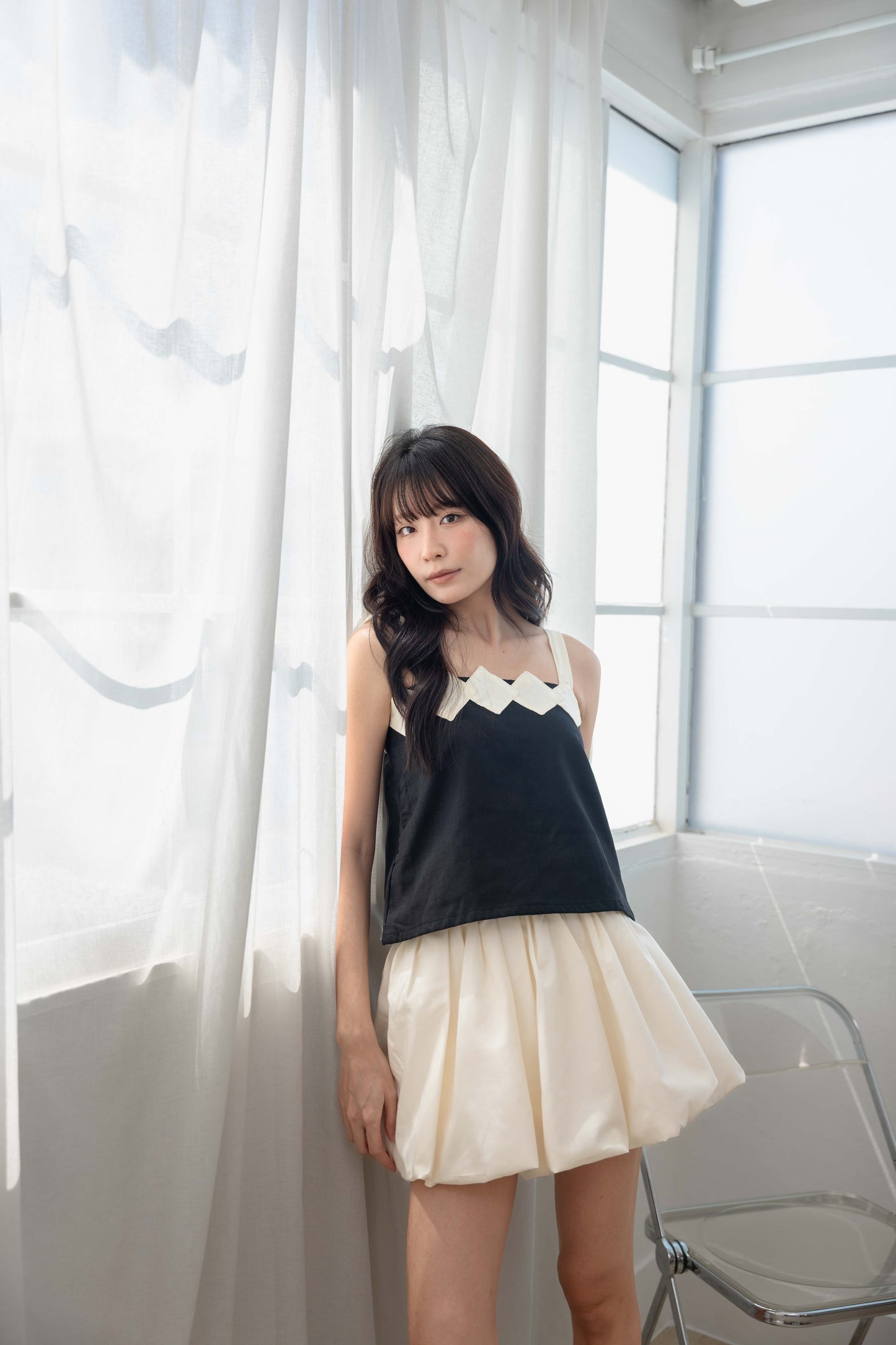 Isabelle Multi-way Top in Black/Cream