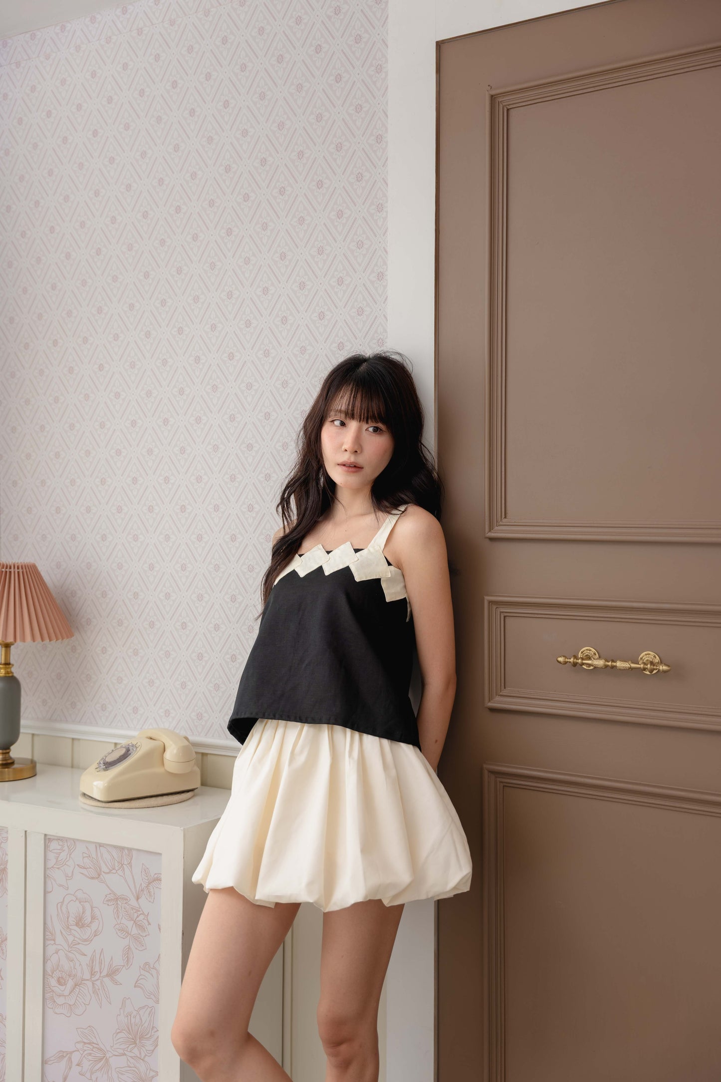 Isabelle Multi-way Top in Black/Cream