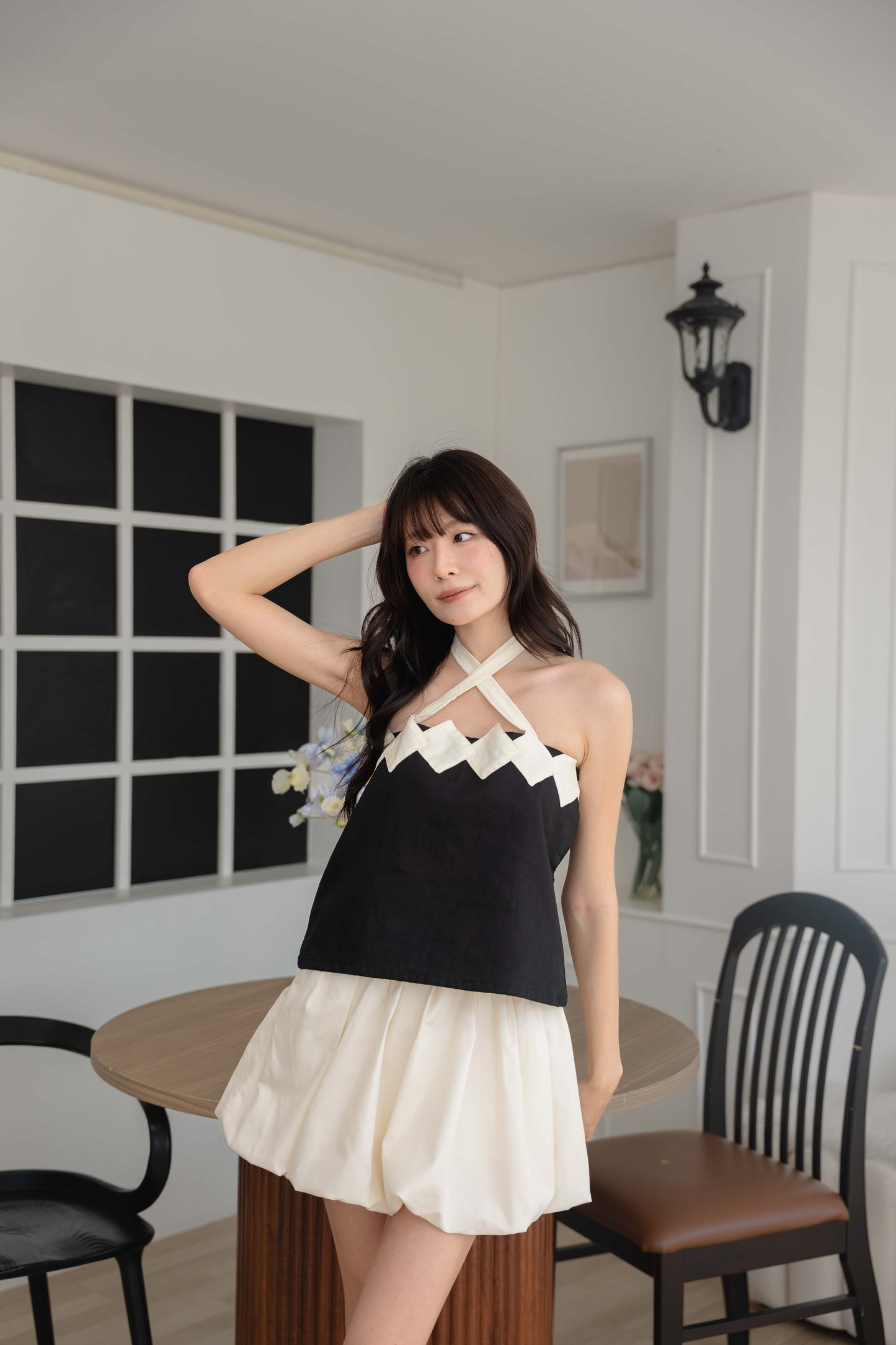 Isabelle Multi-way Top in Black/Cream