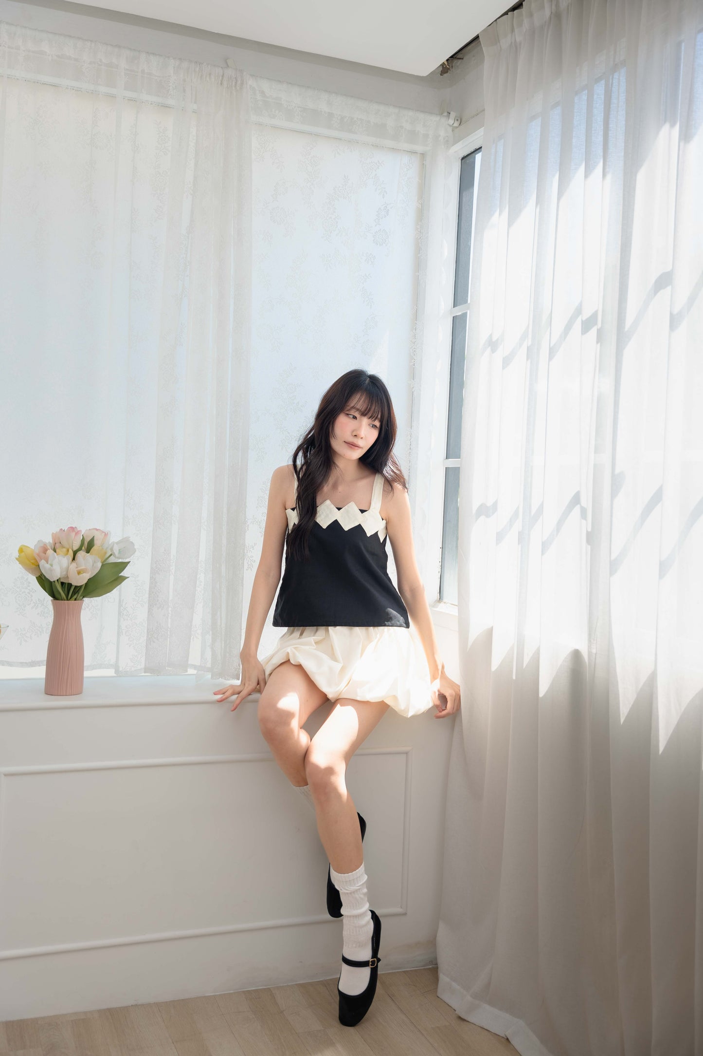 Isabelle Multi-way Top in Black/Cream
