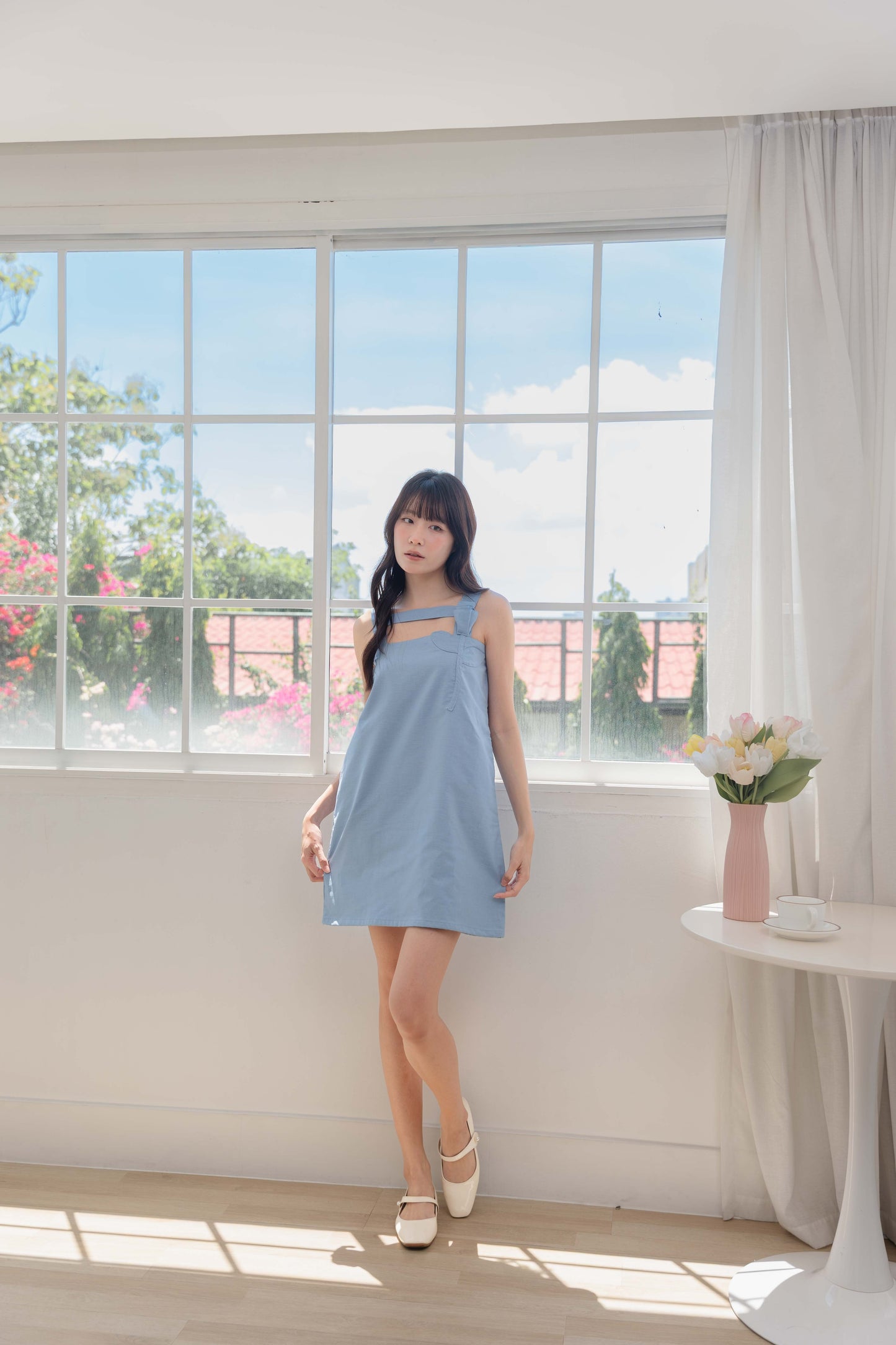 Athena Dress in Dusty Blue