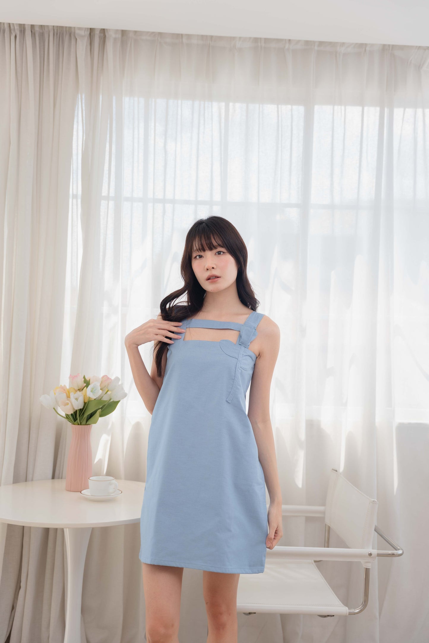 Athena Dress in Dusty Blue