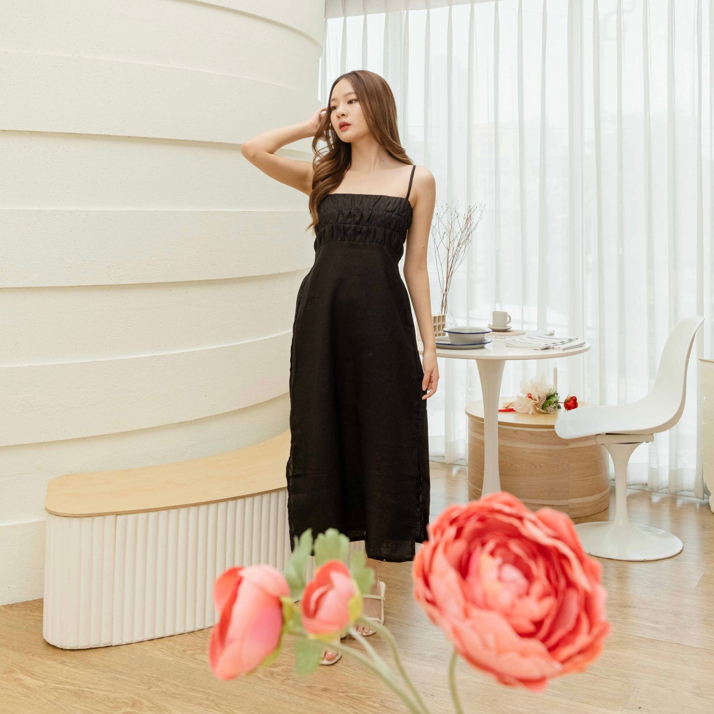 Amelia Midi Dress — Black