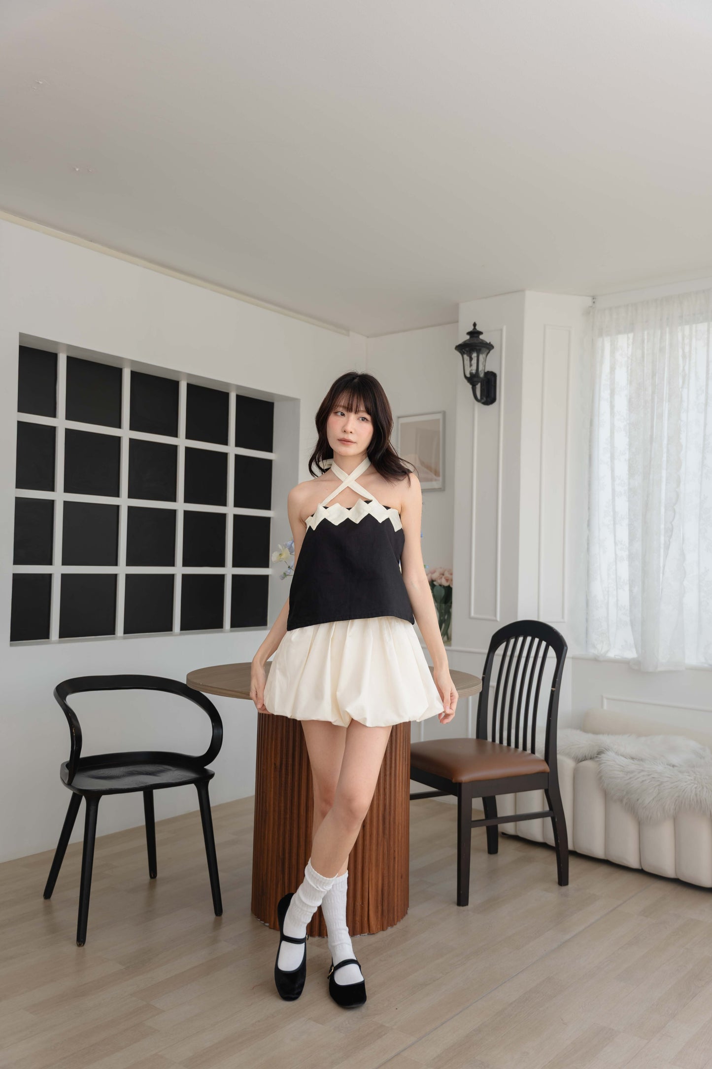 Isabelle Multi-way Top in Black/Cream