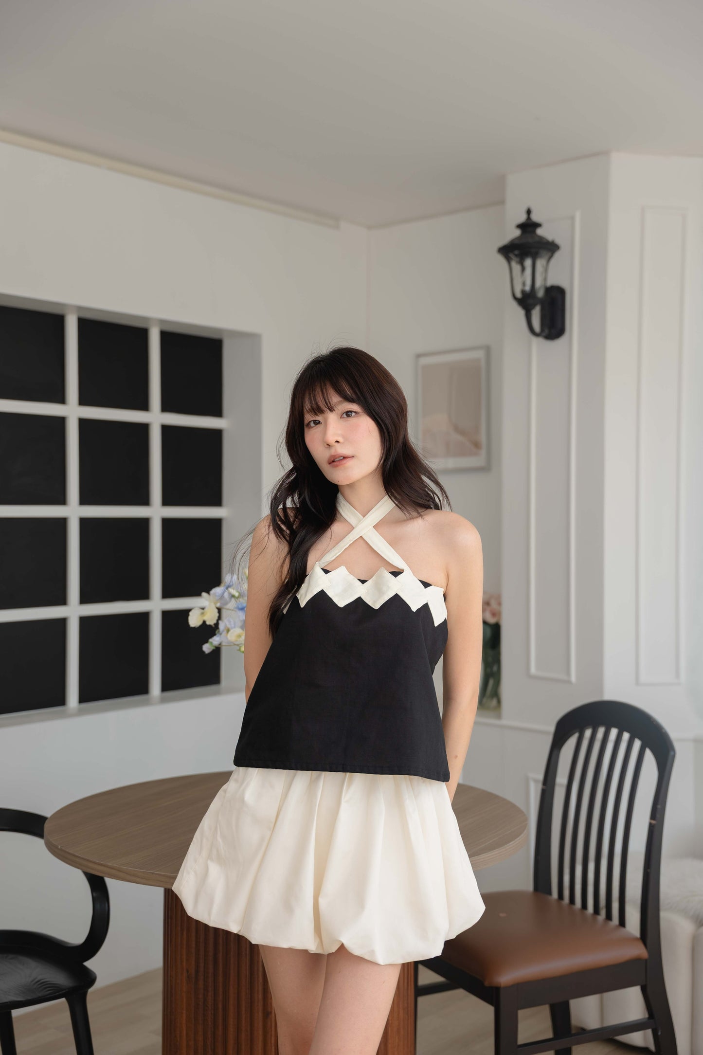 Isabelle Multi-way Top in Black/Cream
