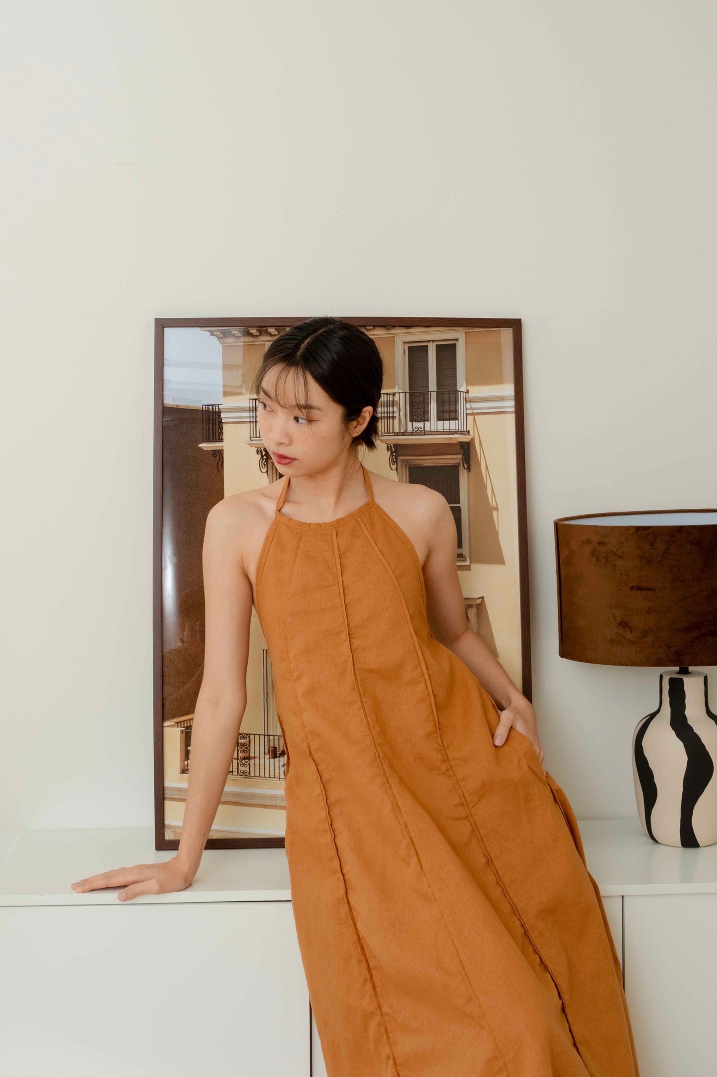 Sabina Midi Dress — Camel