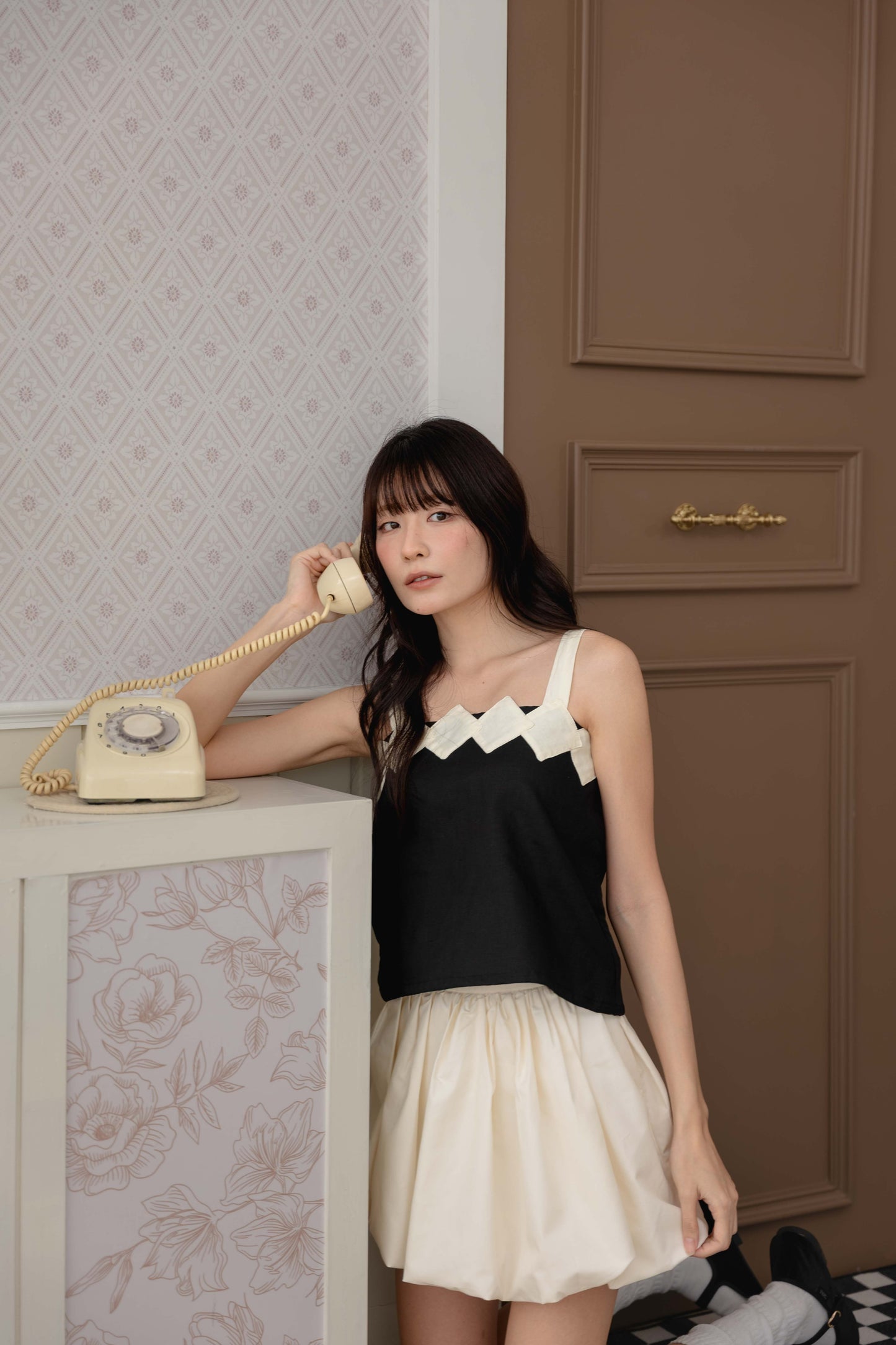 Isabelle Multi-way Top in Black/Cream