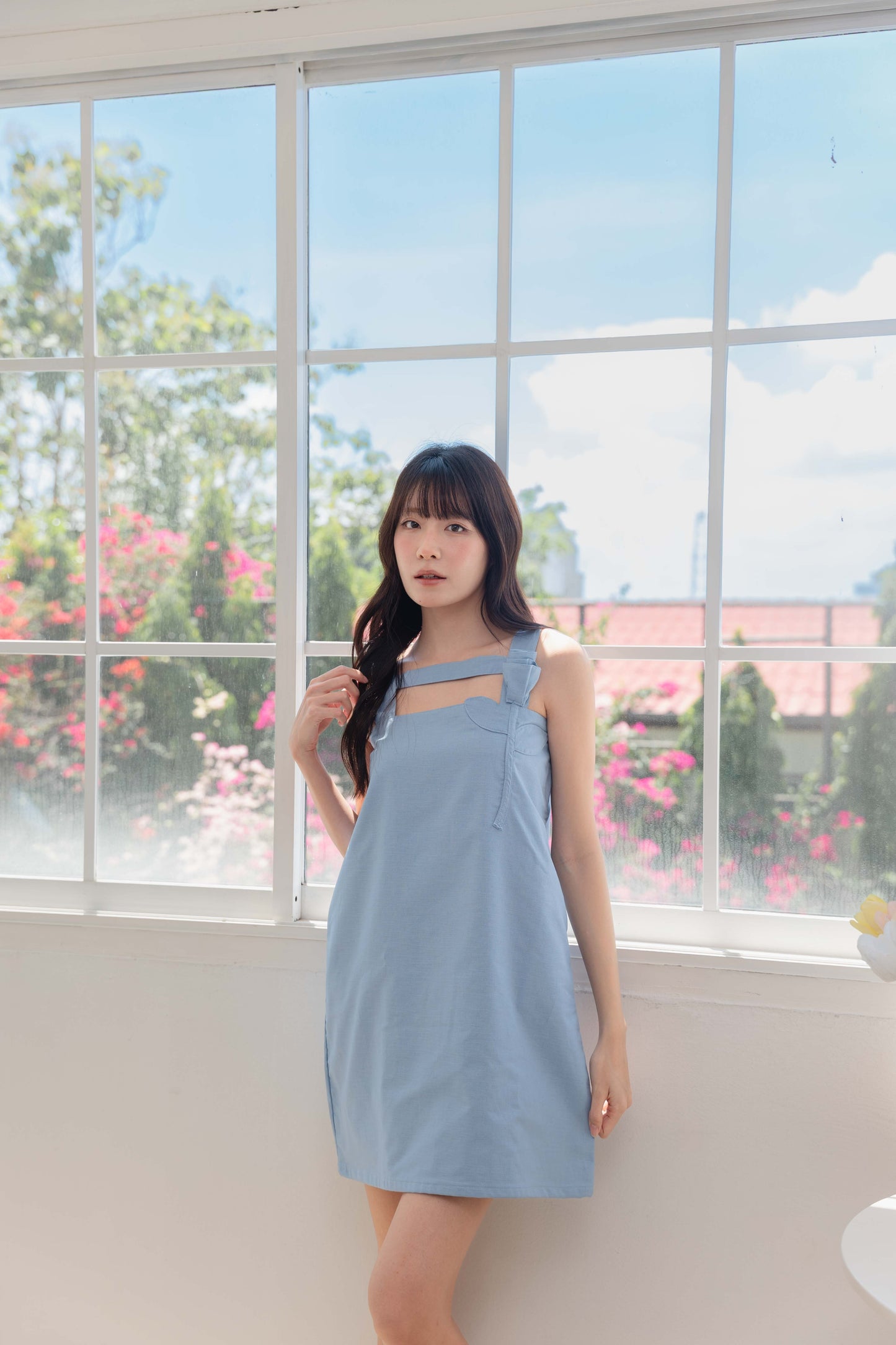 Athena Dress in Dusty Blue