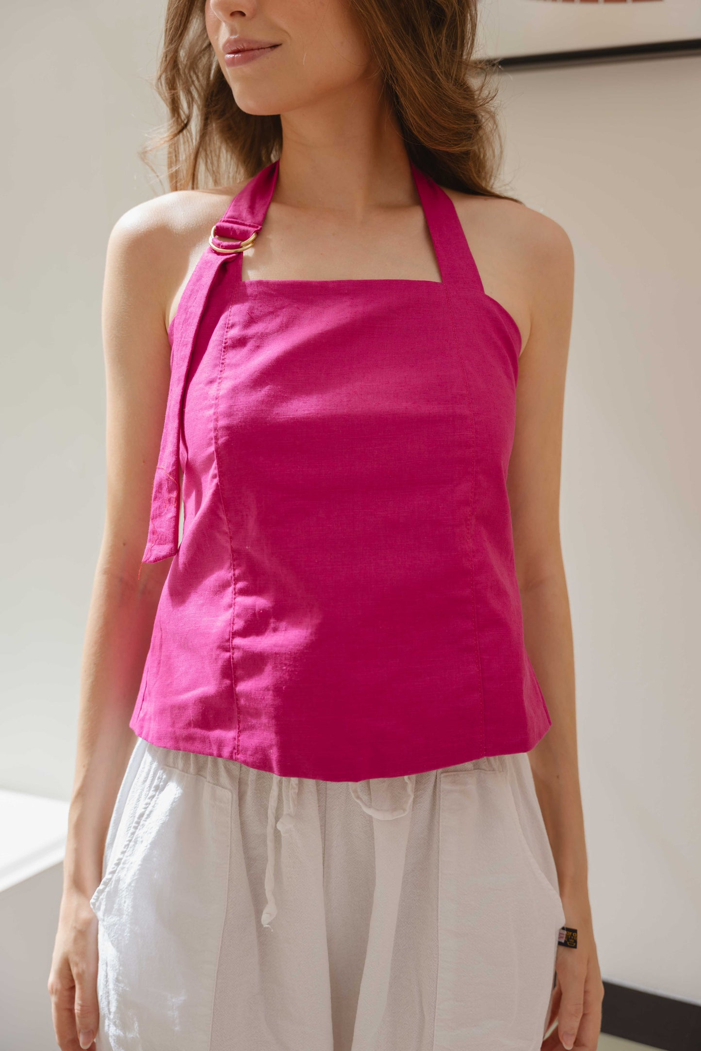 Luciana Buckle Top — Magenta