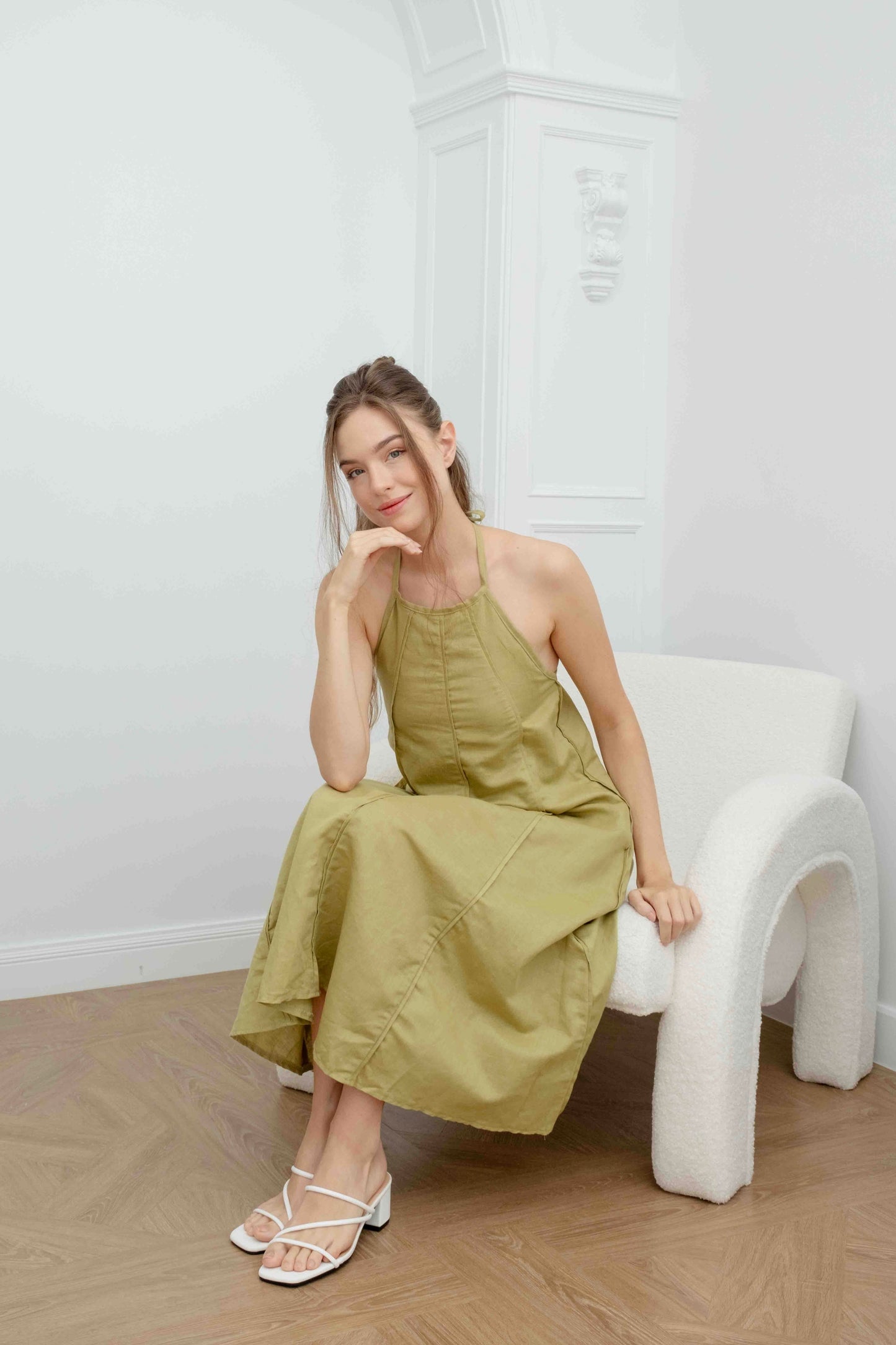 Sabina Midi Dress — Matcha