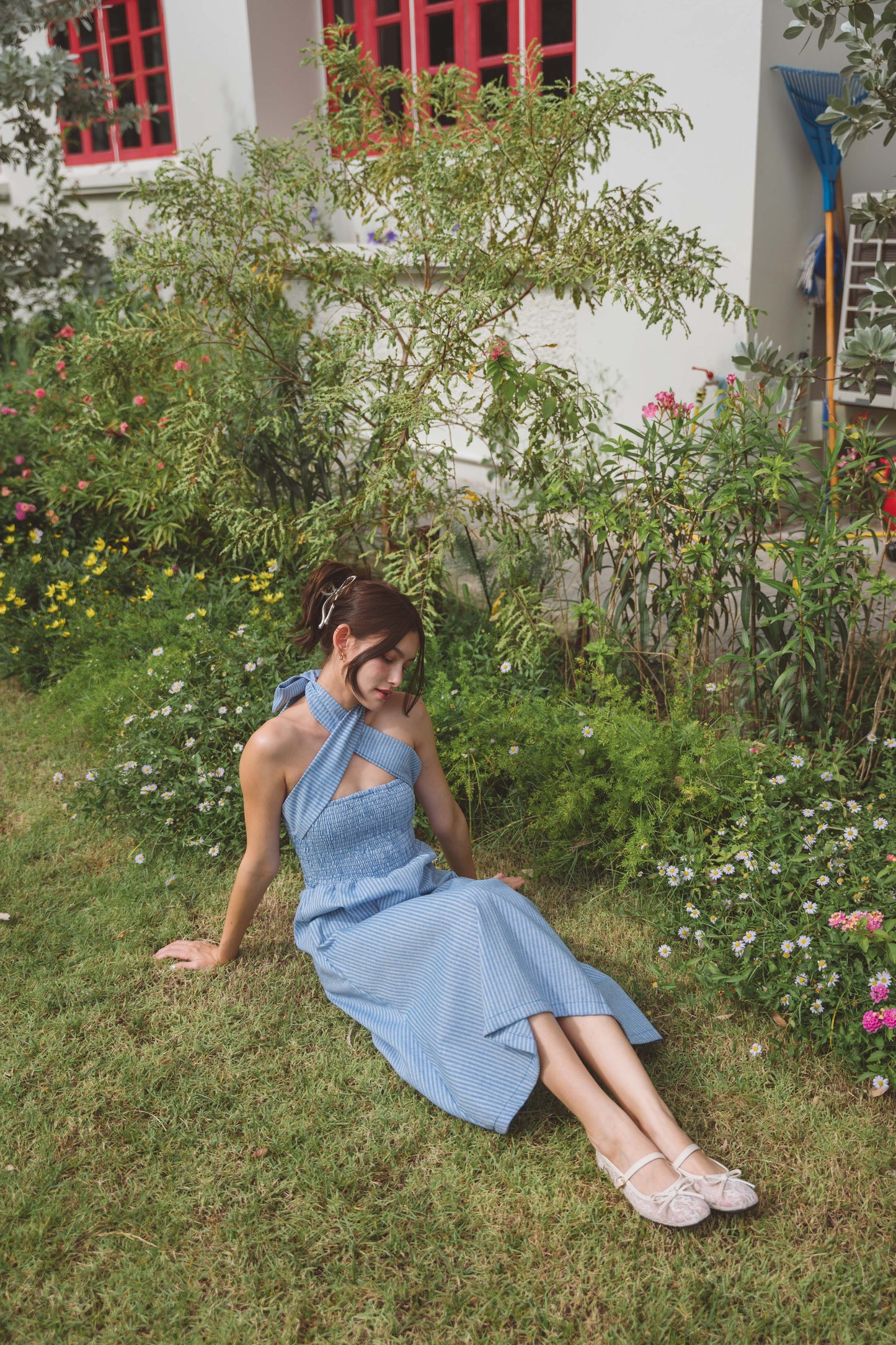 Dorothy Multi-Way Dress in Blue Stripe