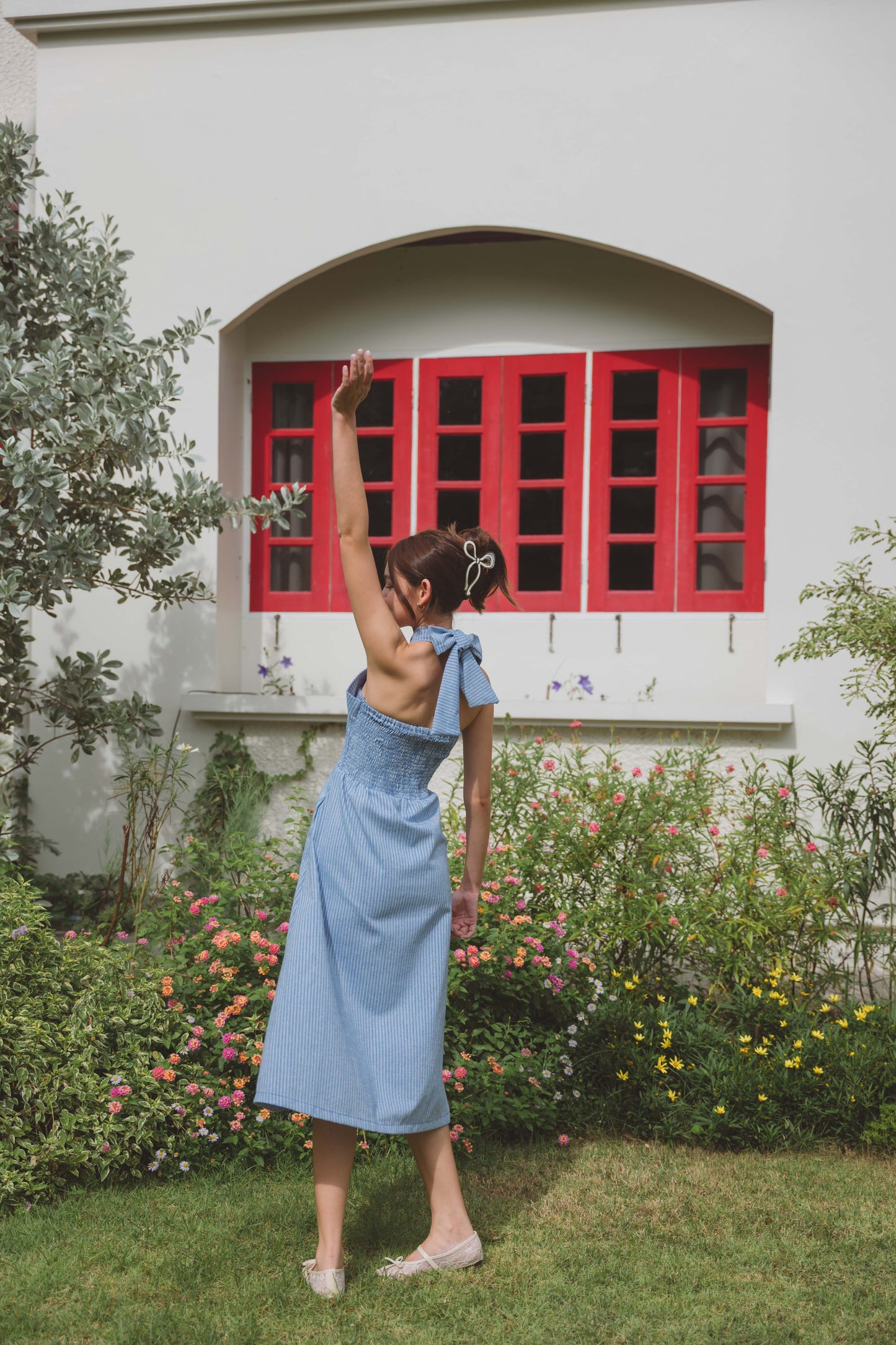 Dorothy Multi-Way Dress in Blue Stripe