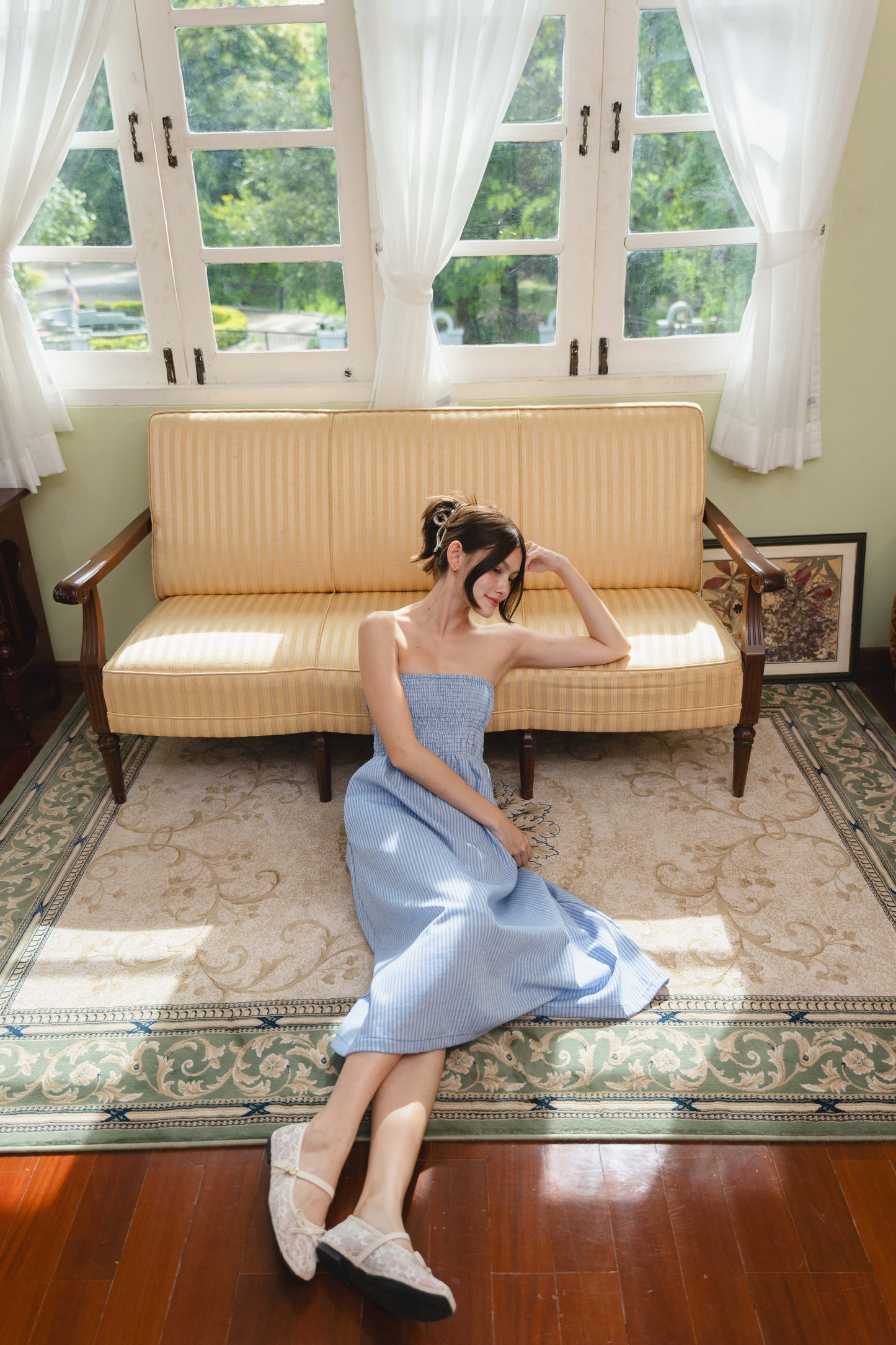 Dorothy Multi-Way Dress in Blue Stripe