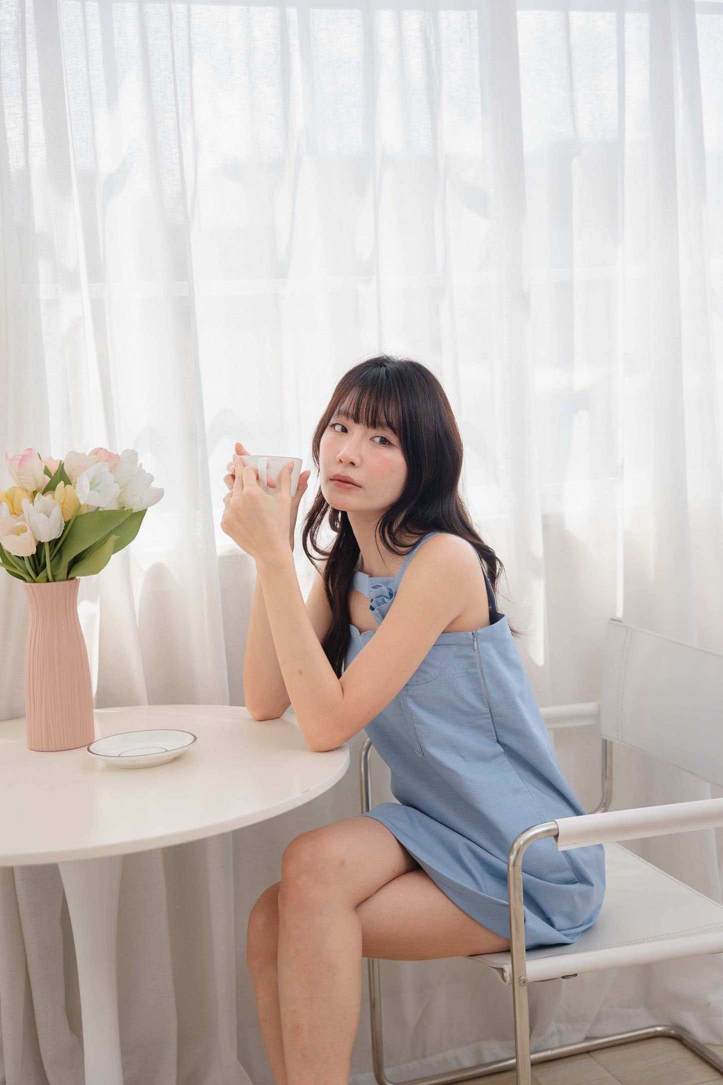 Athena Dress in Dusty Blue