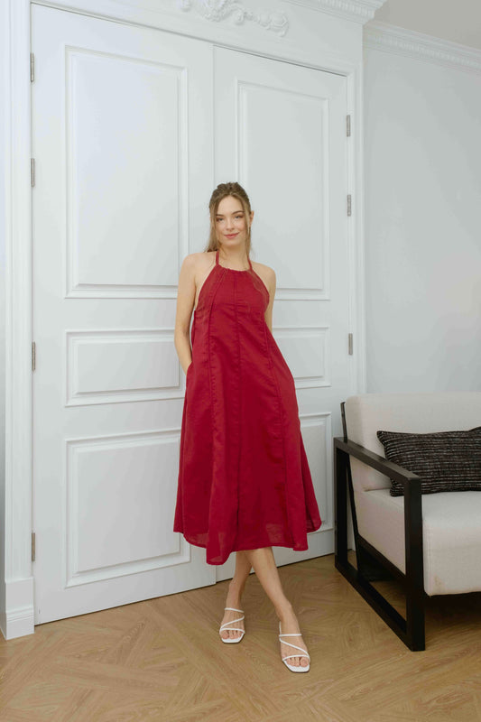 Sabina Midi Dress — Wine