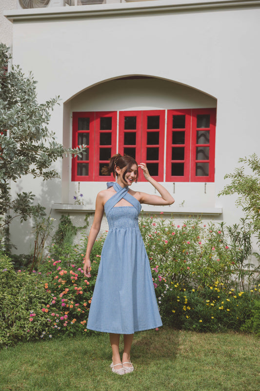 Dorothy Multi-Way Dress in Blue Stripe