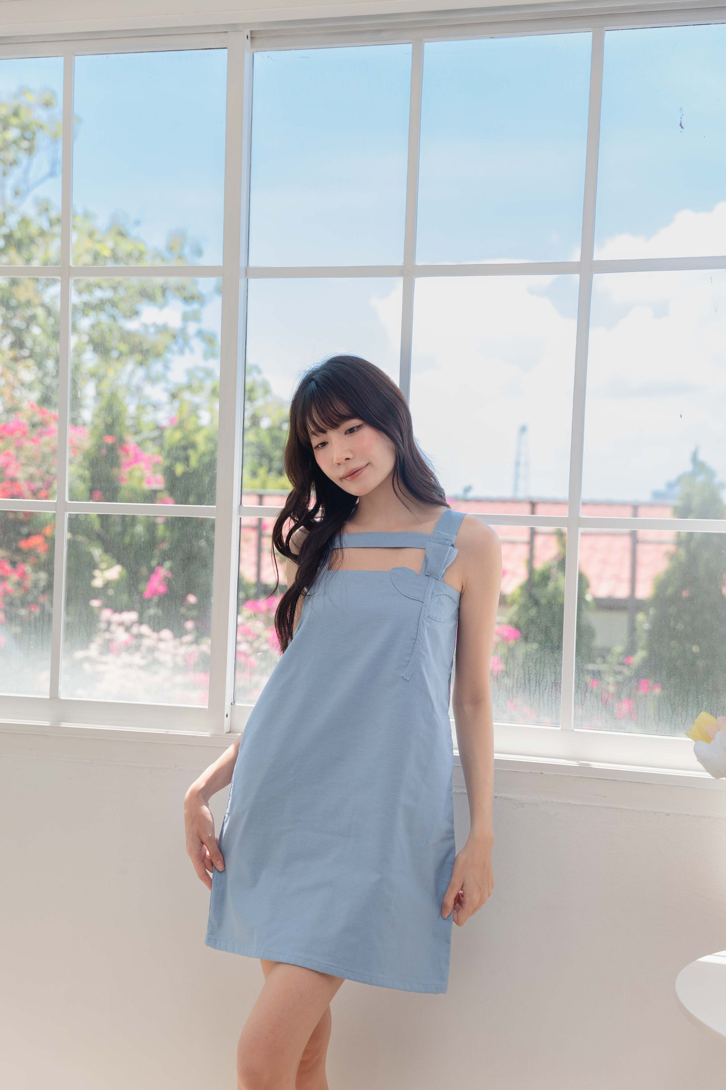 Athena Dress in Dusty Blue
