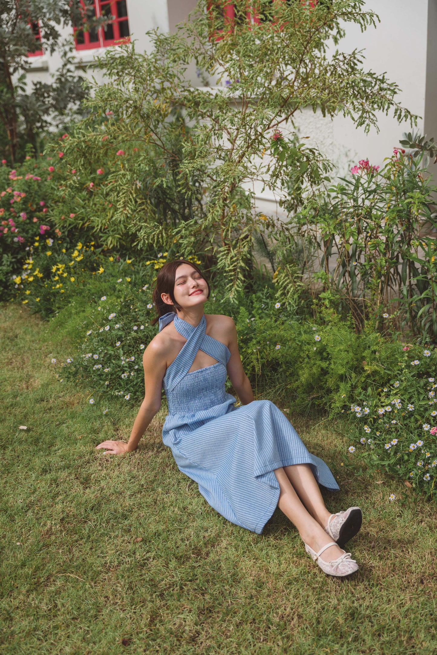 Dorothy Multi-Way Dress in Blue Stripe