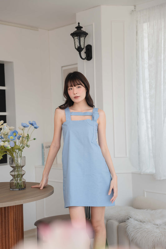 Athena Dress in Dusty Blue