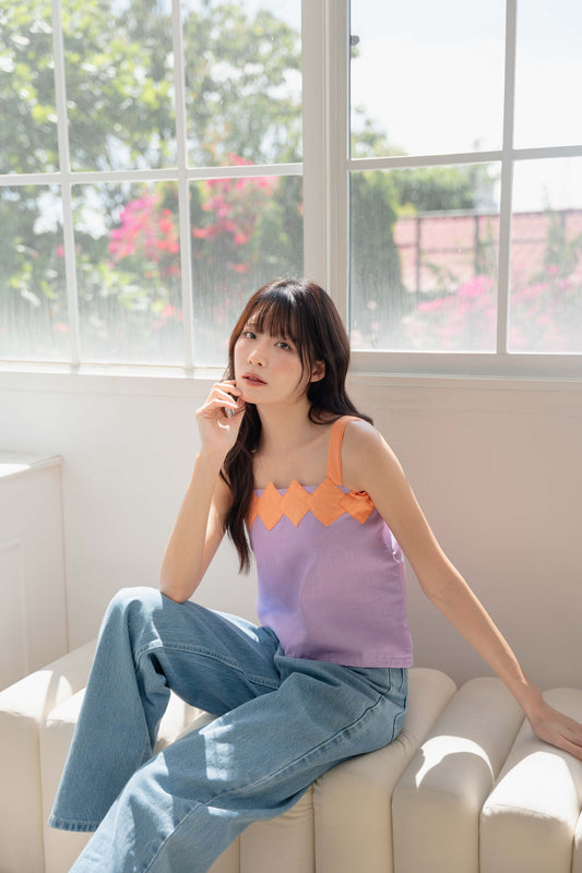 Isabelle Multi-way Top in Lilac/Orange