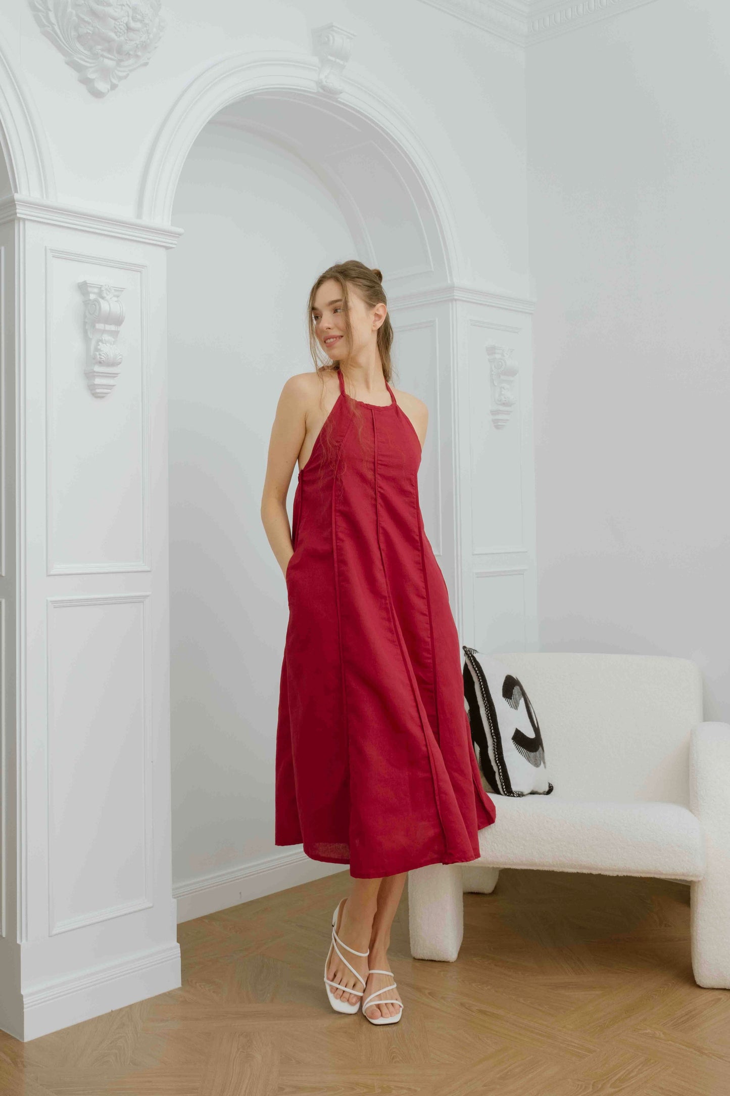 Sabina Midi Dress — Wine