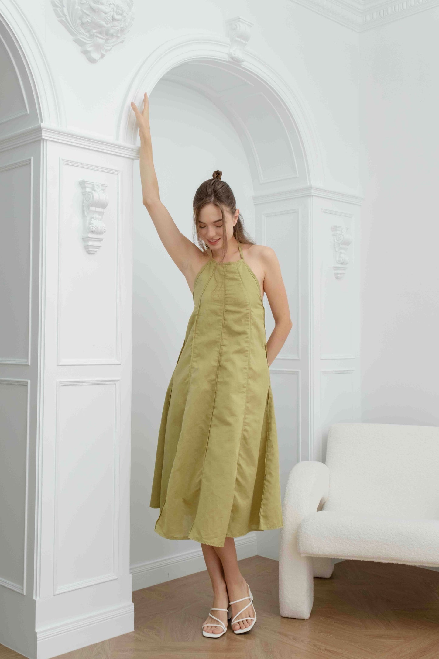 Sabina Midi Dress — Matcha