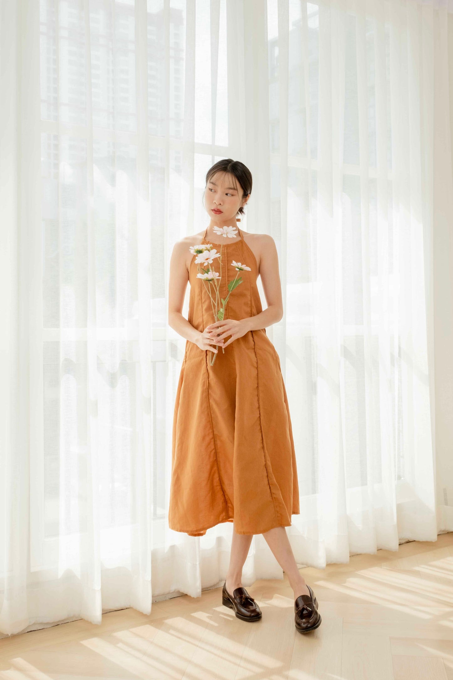 Sabina Midi Dress — Camel