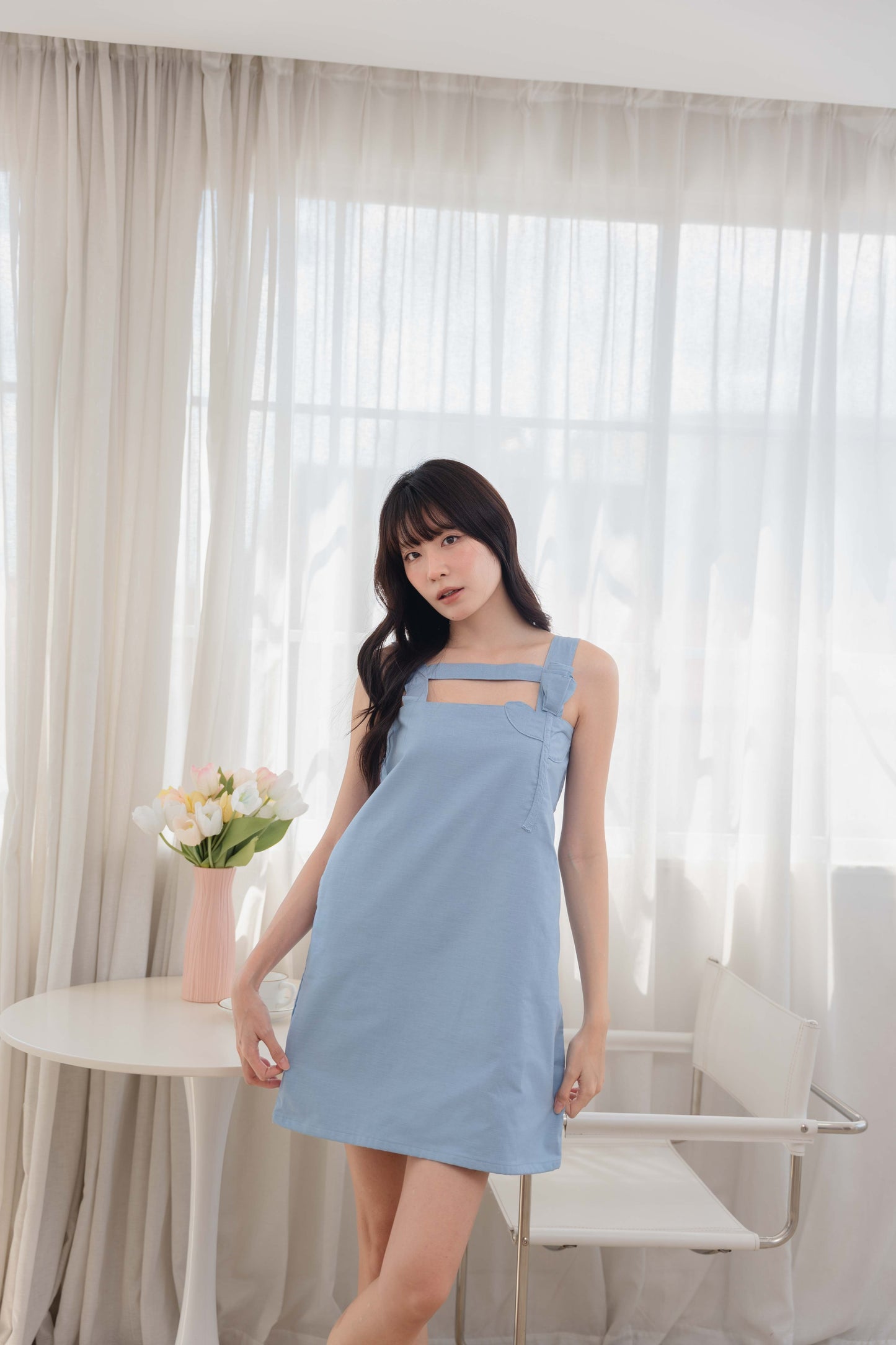 Athena Dress in Dusty Blue