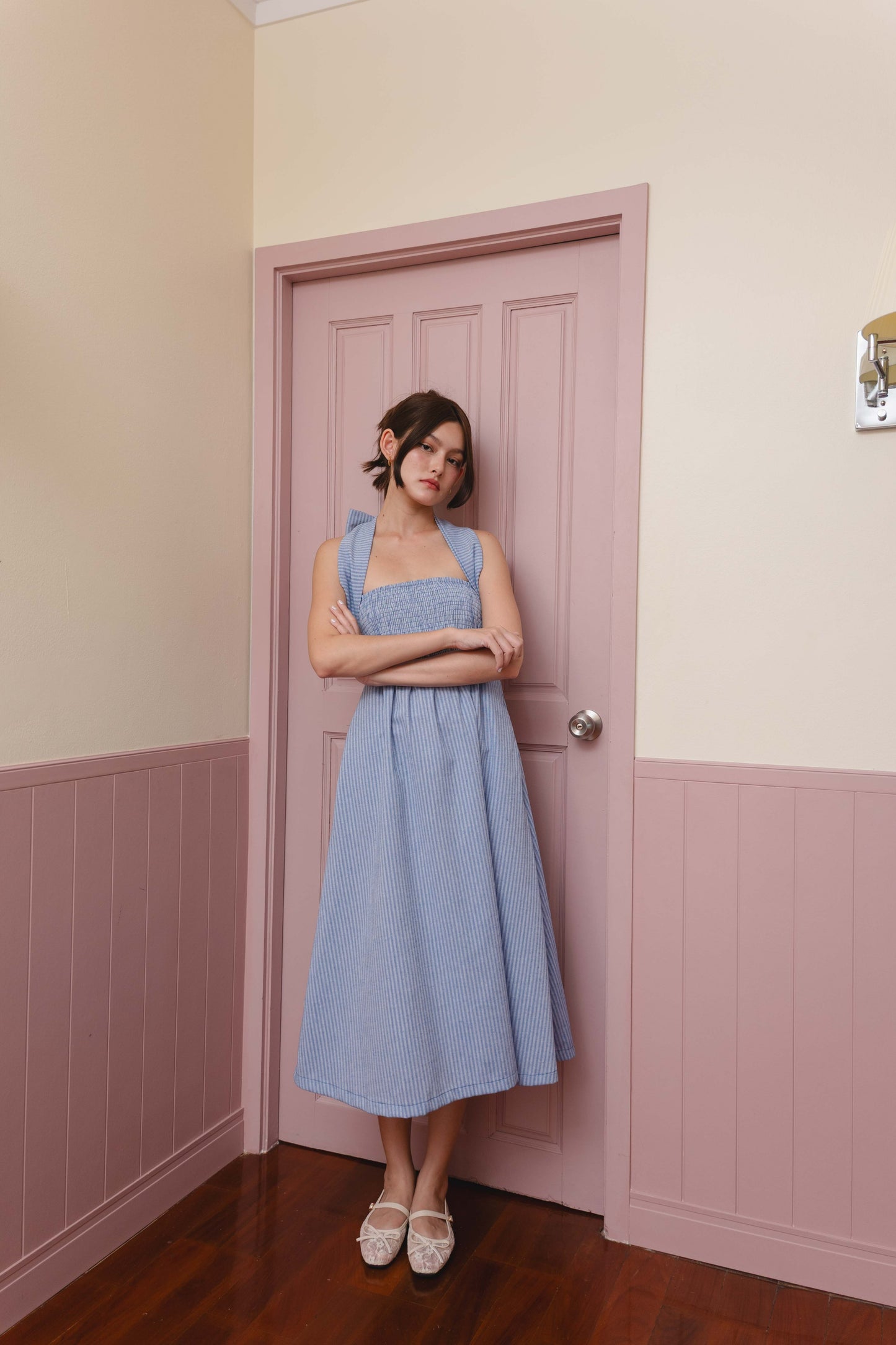 Dorothy Multi-Way Dress in Blue Stripe