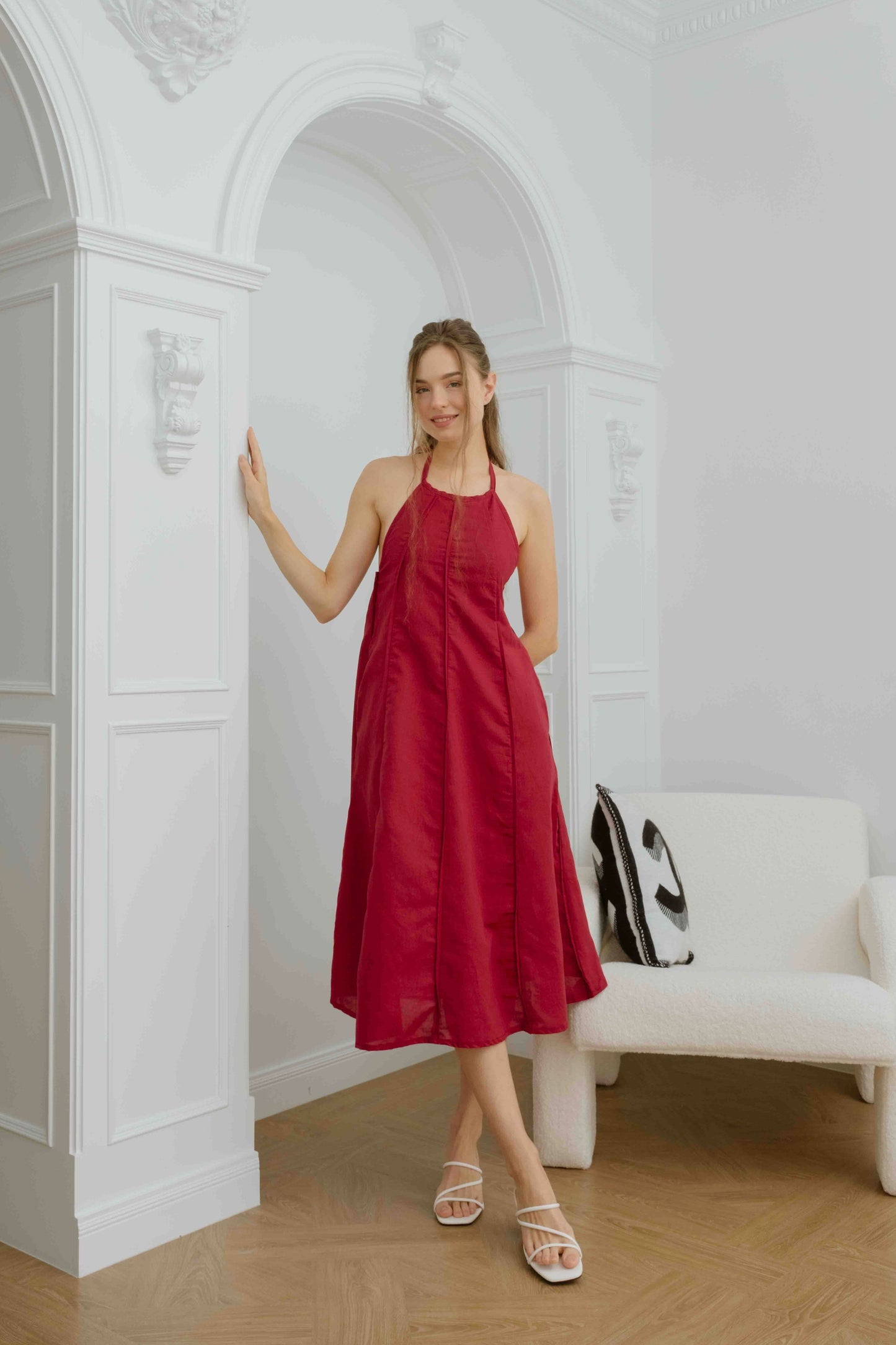 Sabina Midi Dress — Wine