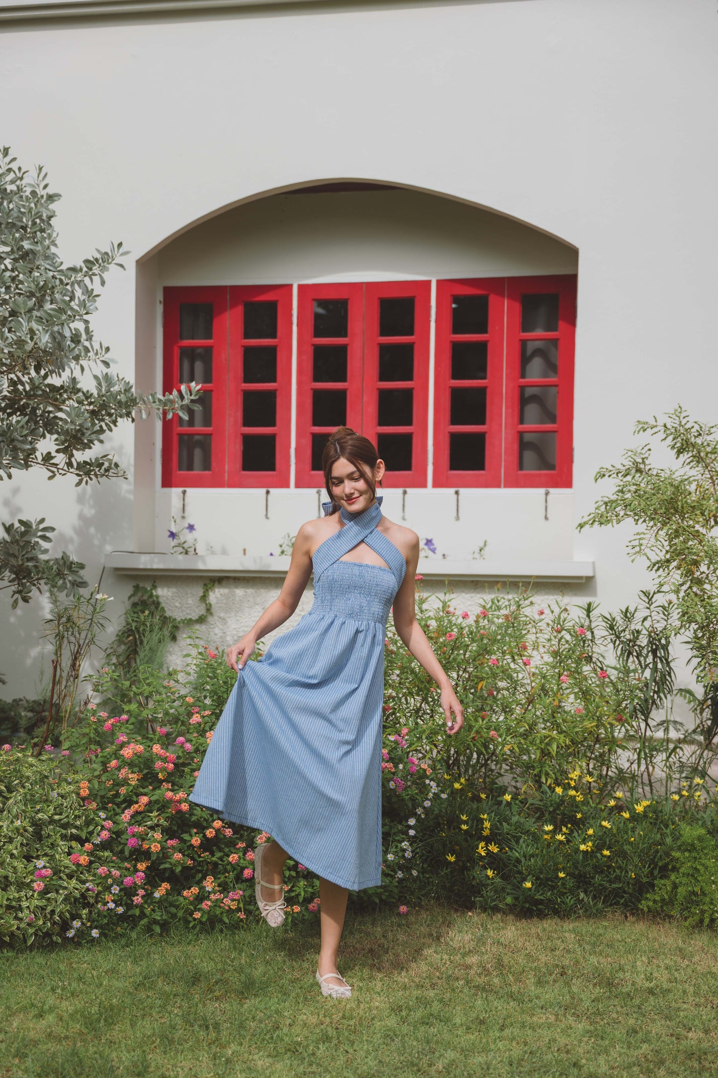 Dorothy Multi-Way Dress in Blue Stripe