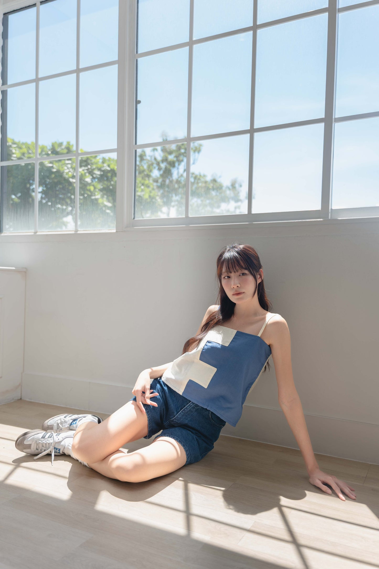 Amanda Top in Yale Blue/Cream