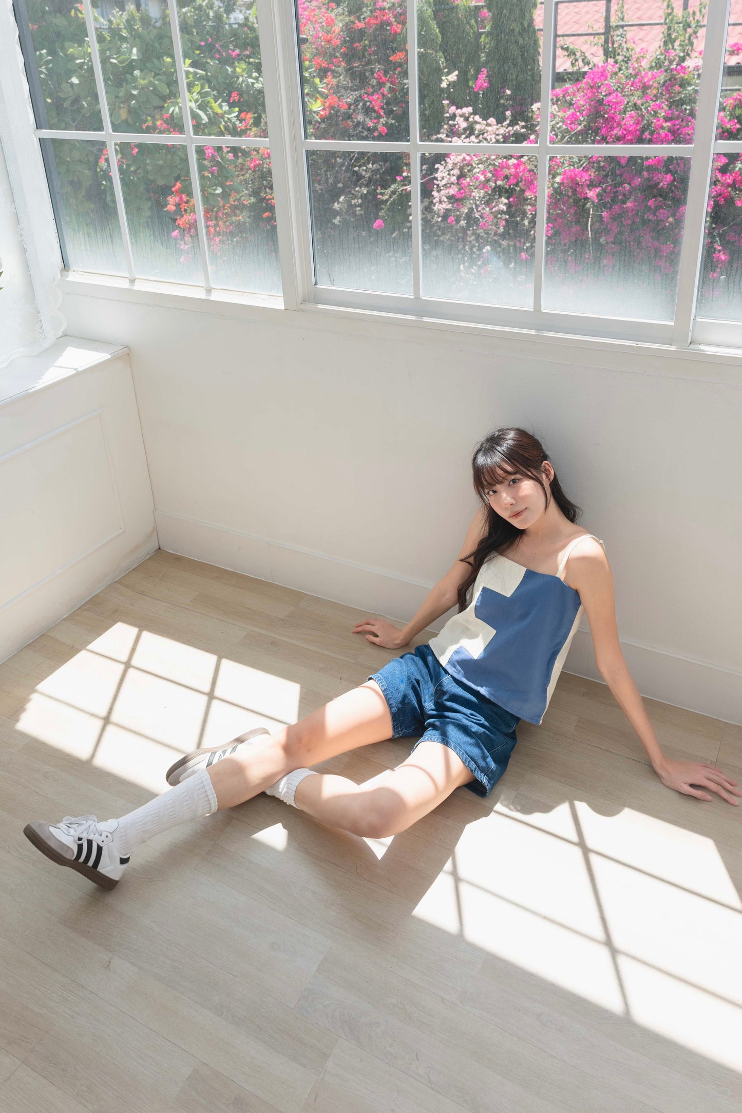 Amanda Top in Yale Blue/Cream