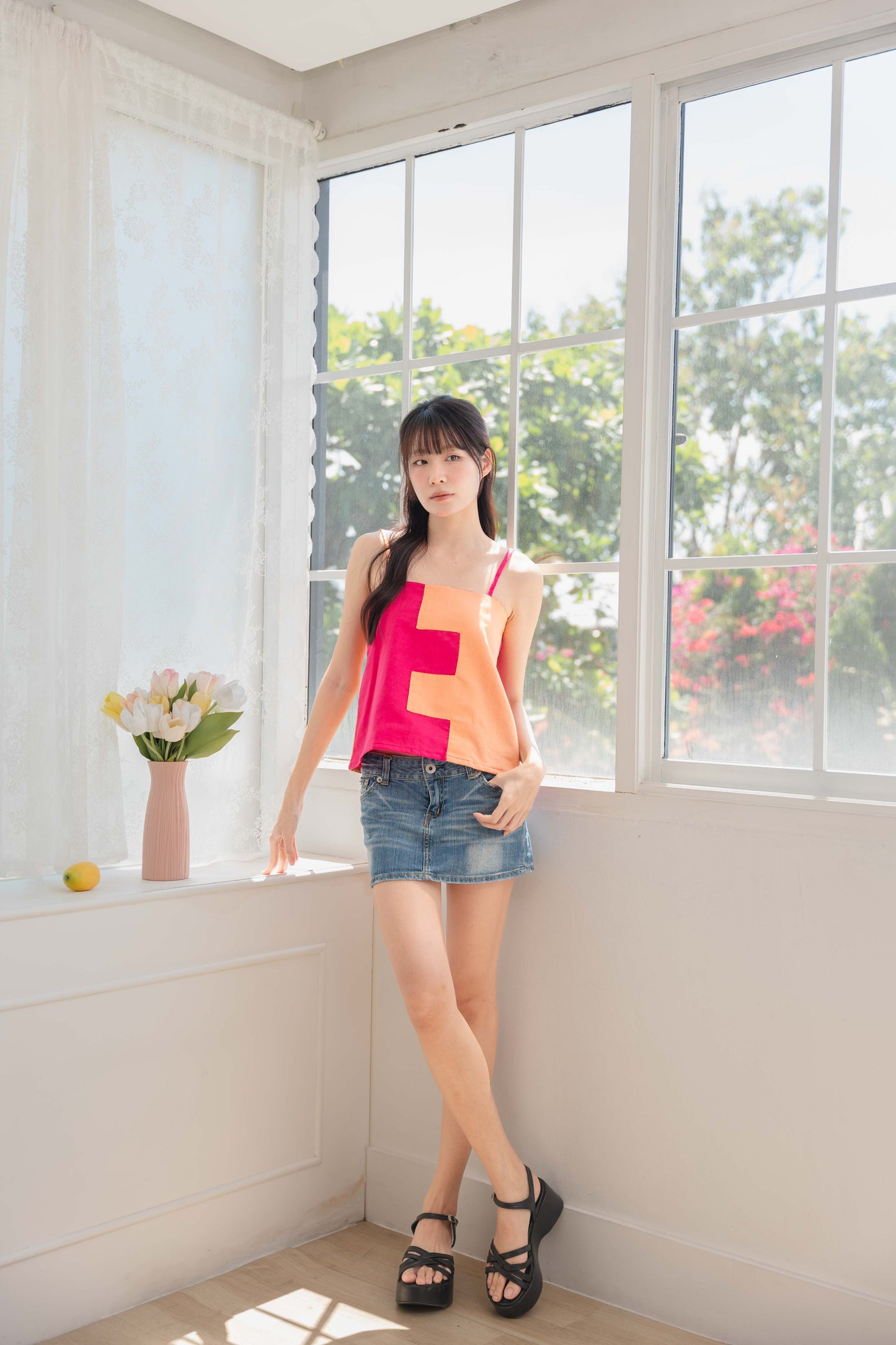 Amanda Top in Hot Pink/Orange