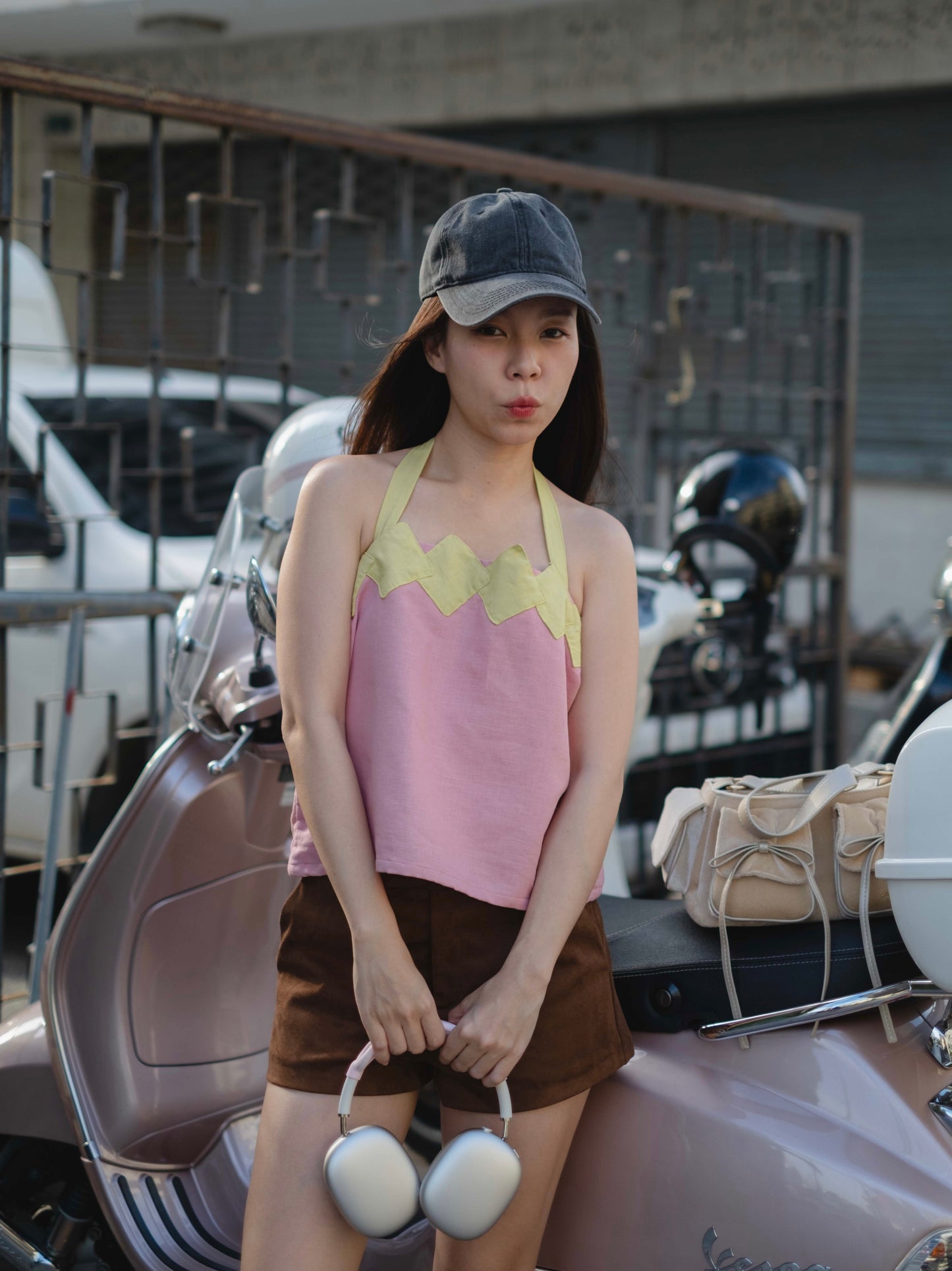 Isabelle Multi-way Top in Light Pink/Lime