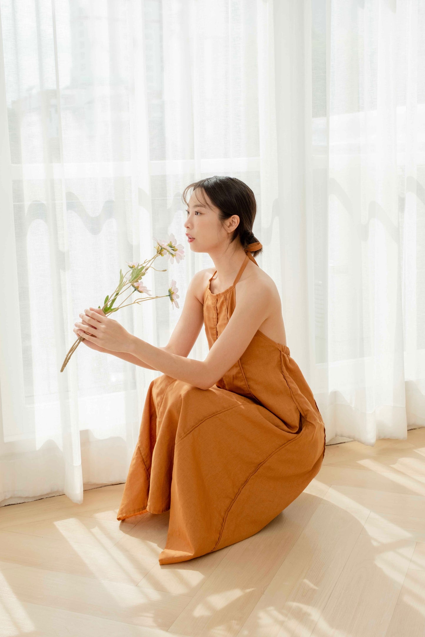 Sabina Midi Dress — Camel