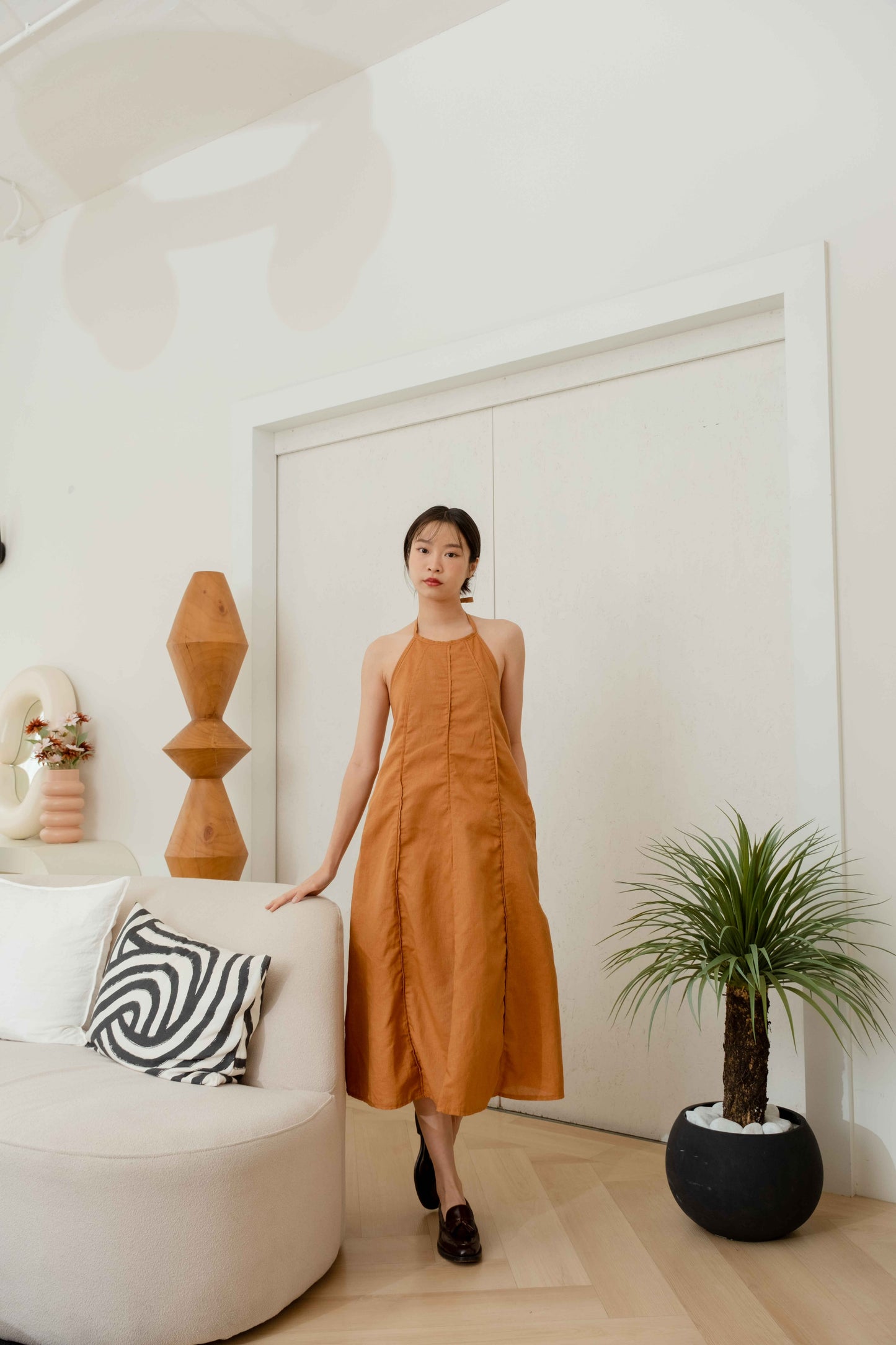 Sabina Midi Dress — Camel