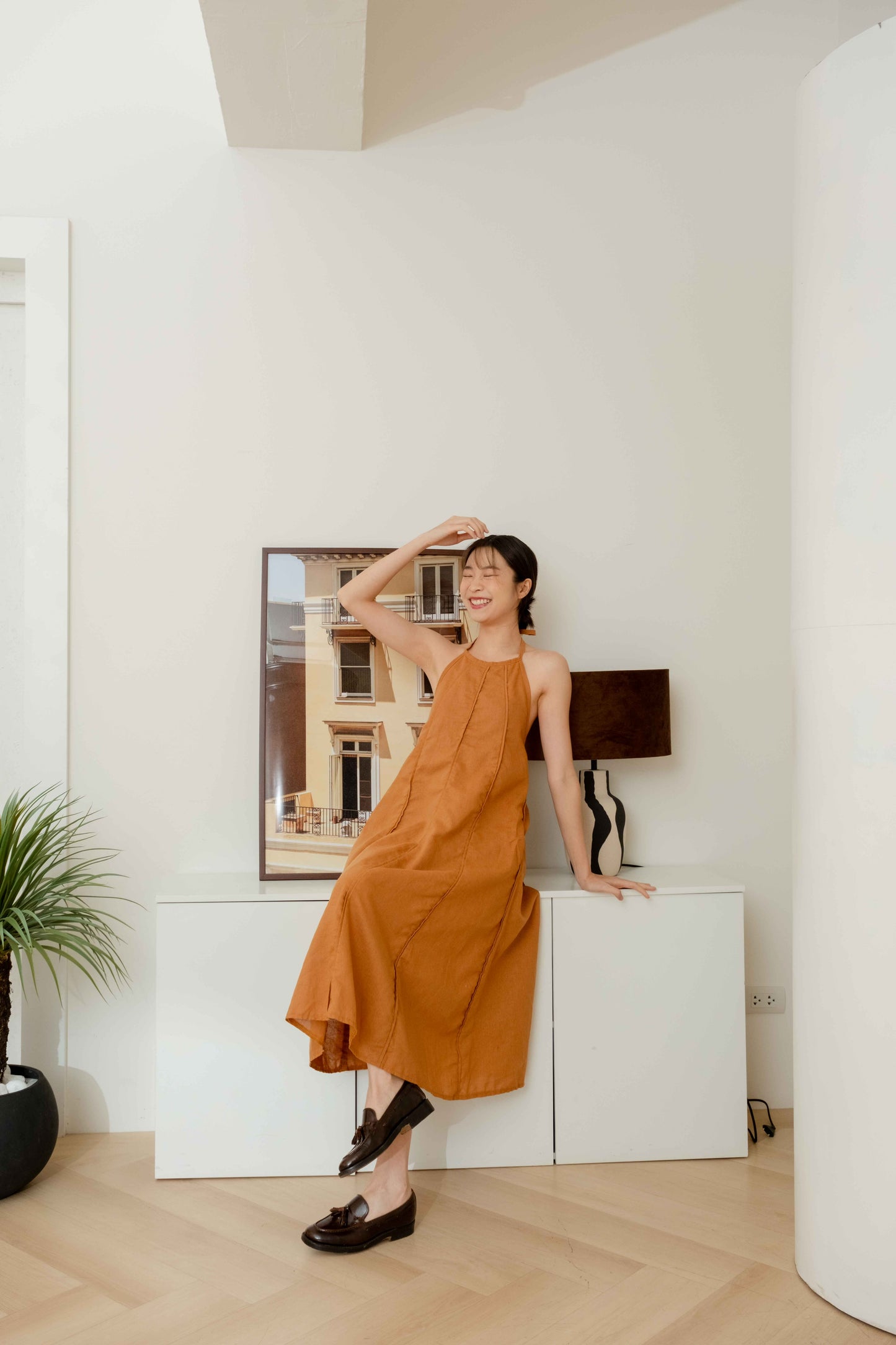 Sabina Midi Dress — Camel