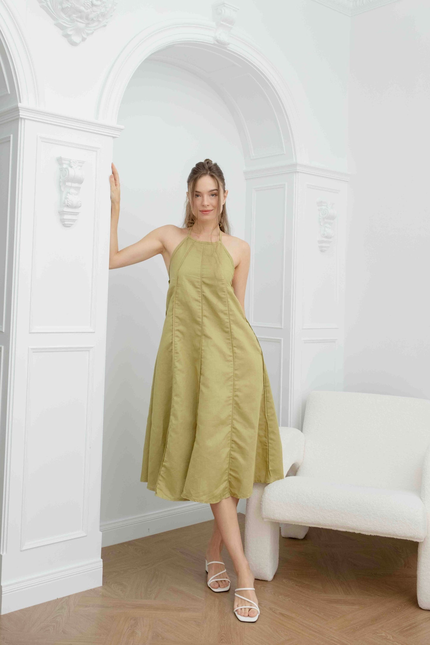 Sabina Midi Dress — Matcha