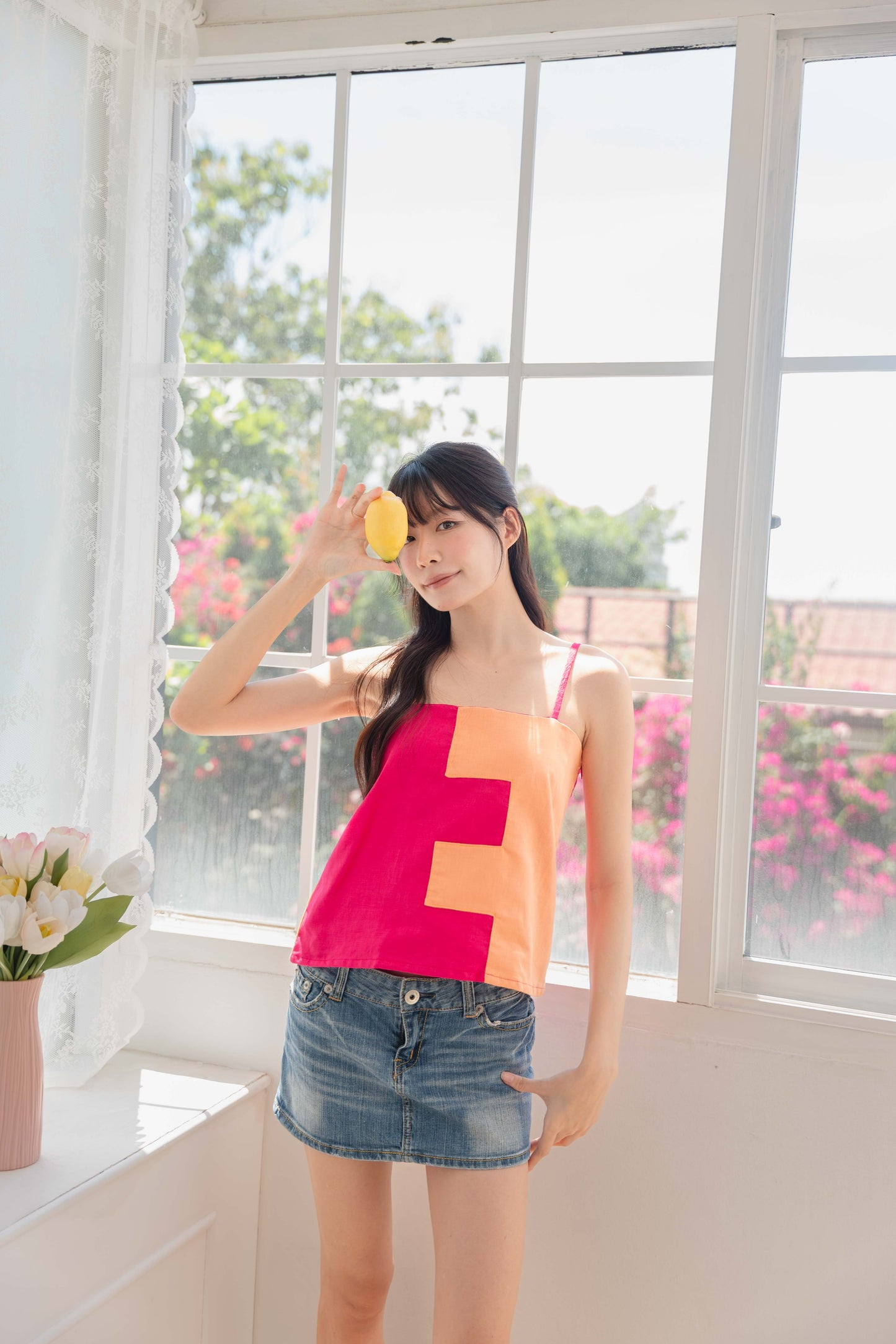 Amanda Top in Hot Pink/Orange